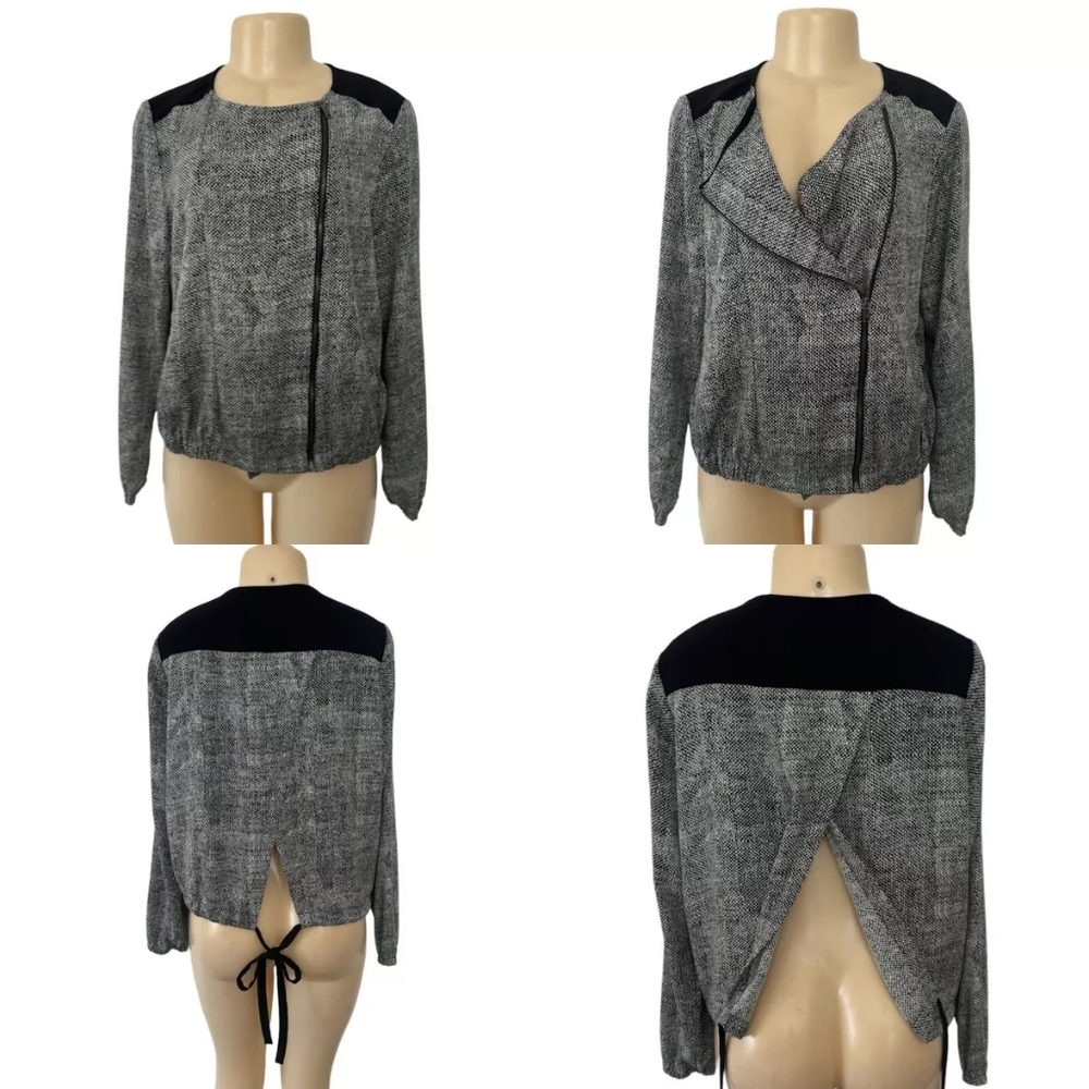 DKNY Black Lightweight Bomber Jacket Full Zip Open Tie Back Windbreaker
